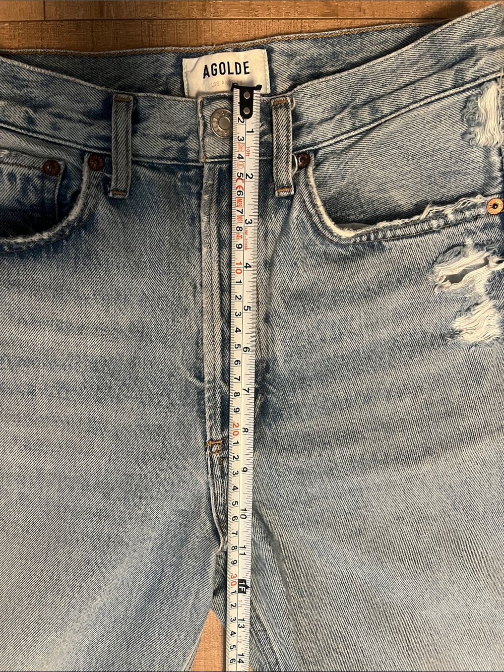 Agolde crop Light Wash Distressed Straight Leg Jeans in the wash nerve size 24 - Picture 8 of 9